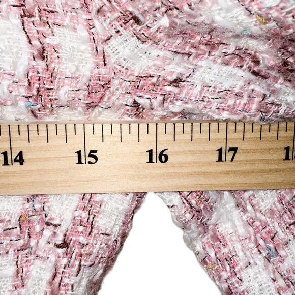 L’Agence Kenzie Blazer Jacket Womens 0 XS Pink Ivory Tweed Houndstooth Preppy - Picture 7 of 11